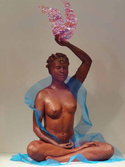 Fire Goddess Sculpture in cold cast bronze with patina