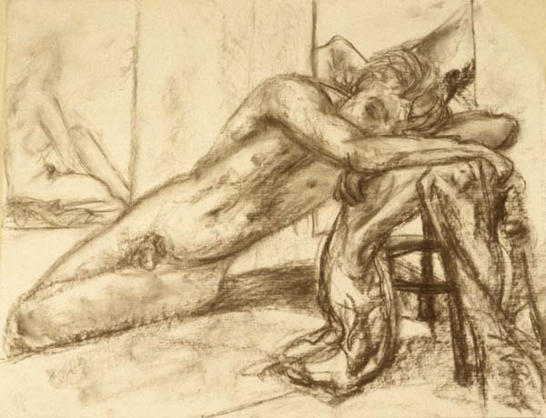 Resting Beauty charcoal drawing Zoras Garden Lore Stephan