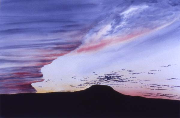 Sunrise Mesa watercolor painting Zoras Garden Lore Stephan