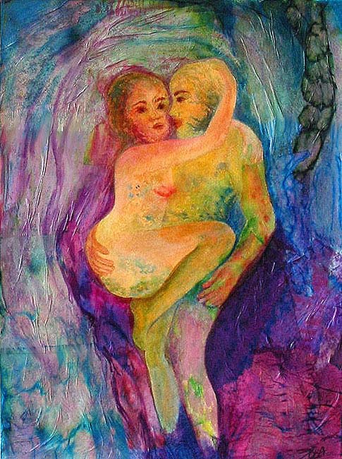 Cosmic Union watercolor painting by Zoras Garden Lore Stephan