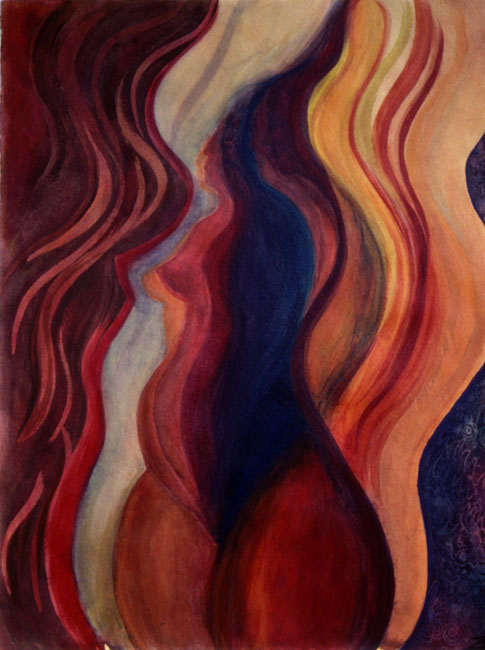 Fire Spirit watercolor painting by Zoras Garden Lore Stephan