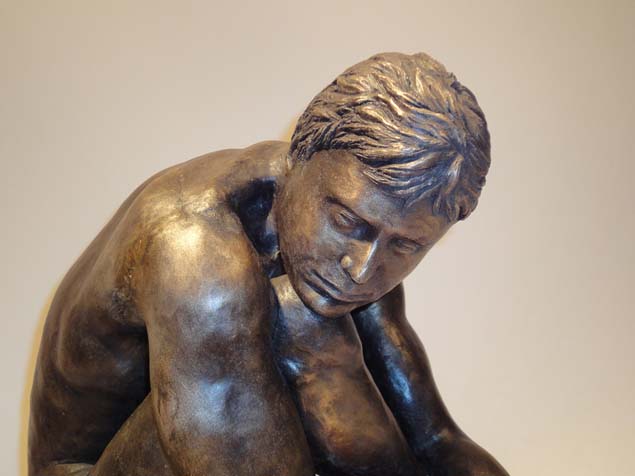 Peaceful Warrior sculpture in cold cast bronze