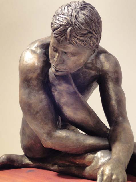 Peaceful Warrior sculpture in cold cast bronze