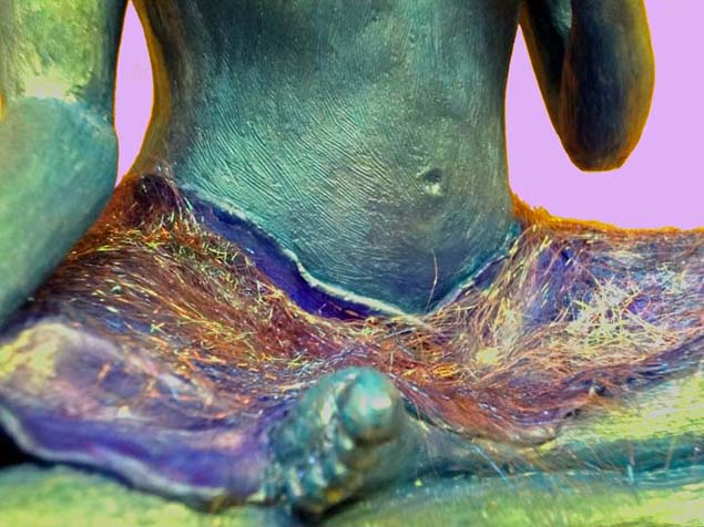 Ocean Tara sculpture in cast gypsum cement with patina, glitter and fibers