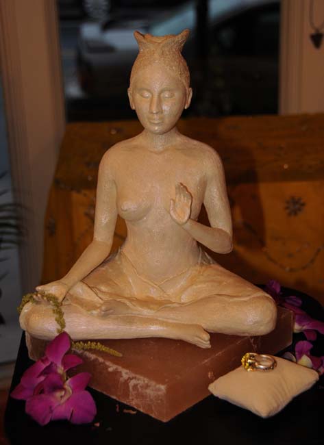 Tara sculpture in cold cast resin with patina and fibers