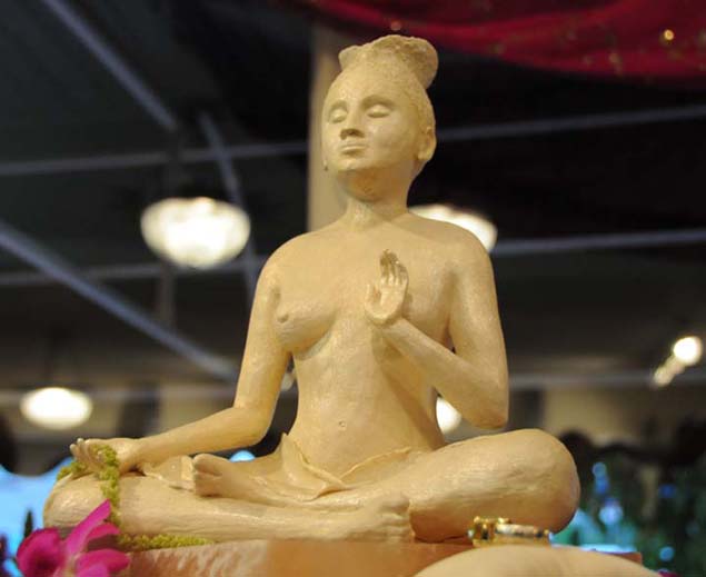 Tara sculpture in cold cast resin with patina and fibers