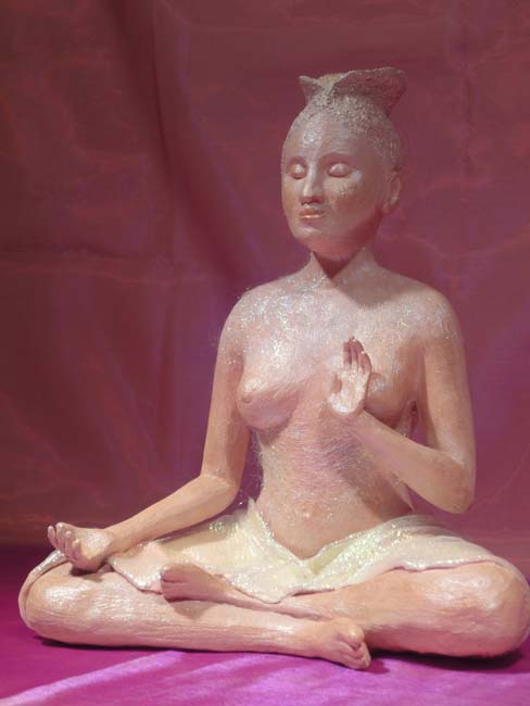 Tara sculpture in cold cast resin with patina and fibers